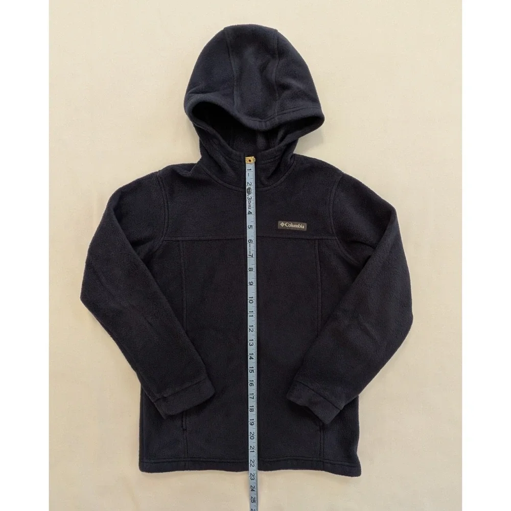 Columbia Fleece Full Zip Hooded Jacket Navy Dark Blue Youth Size M 10/12
